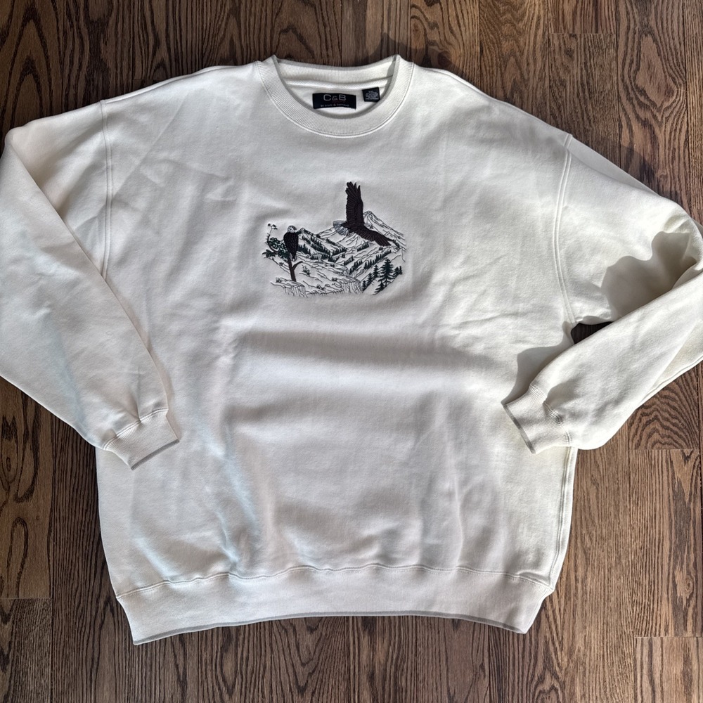 Vintage 90s Croft & Barrow Embroidered Eagle Nature Crewneck Sweatshirt Size 2XL